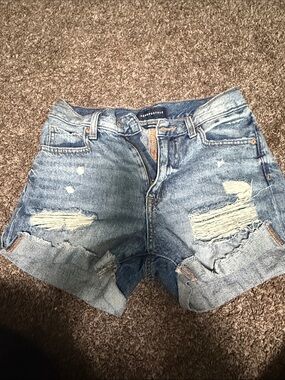 Aeropostale Distressed Light Blue Denim Shorts